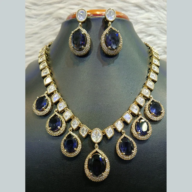 crystal necklaces for women-Jain Jewellers Gold Plated Polki Kundan Stone Necklace Set