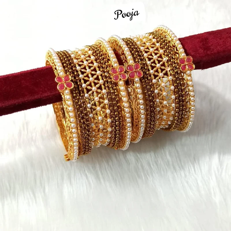 gemstone bracelets for women-Pooja Bangles Gold Plated  Bangle Set