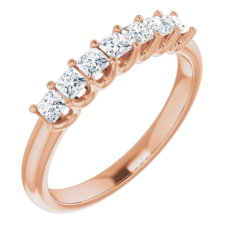 gemstone rings for women-14K Rose 1/2 CTW Natural Diamond Anniversary Band