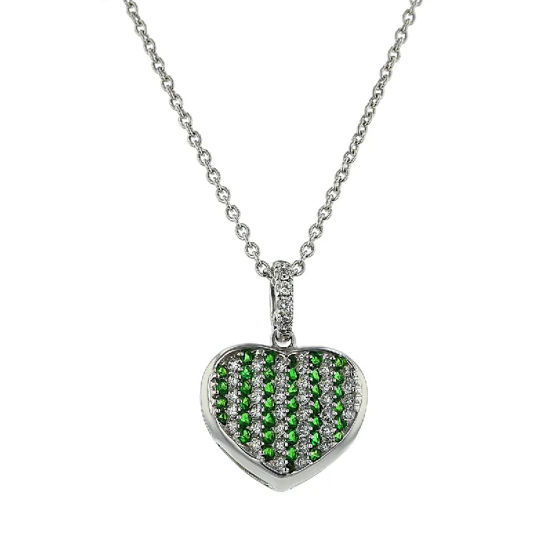 bold statement necklaces for women-Miiori Tsavorite and Diamond Heart Pendant Necklace