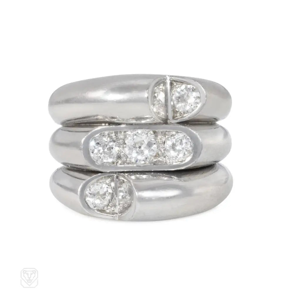 women’s modern diamond engagement rings-Art Deco industrialist platinum and diamond ring