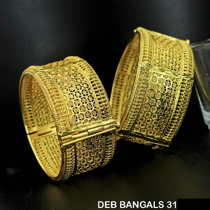 women’s platinum bracelets-Mahavir Forming Gold Plated Bangle Set - DEB BANGALS 31