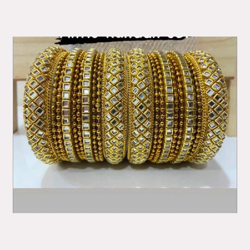 women’s diamond bracelets-Pooja Bangles Gold  Plated Velvet Bangle Set