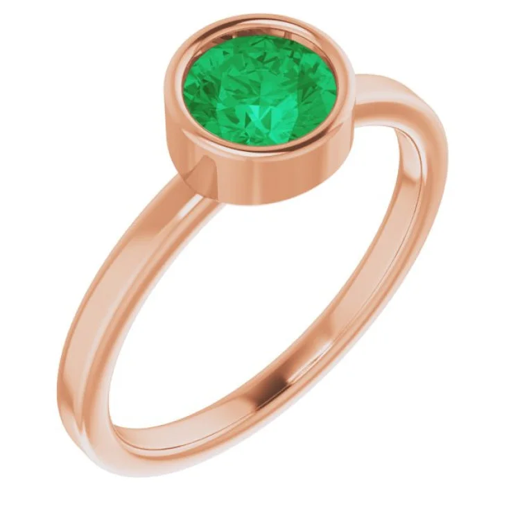 women’s opal rings-14K Rose 6 mm Natural Emerald Ring