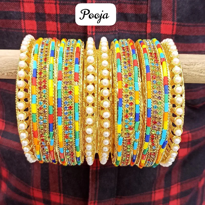 women’s bangle sets-Pooja Bangles Gold Plated  Bangle Set