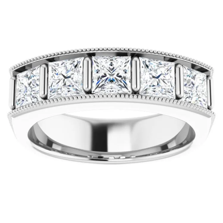 dainty rings for women-14K White 2 5/8 CTW Natural Diamond Milgrain Band