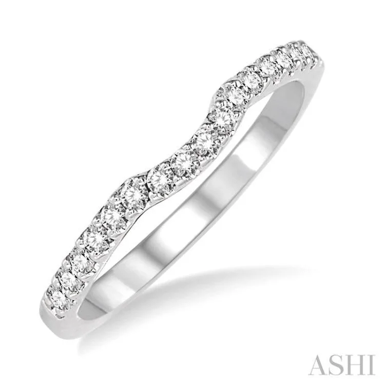 platinum rings for women-1/3 Ctw Round Cut Diamond Wedding Band in 14K White Gold